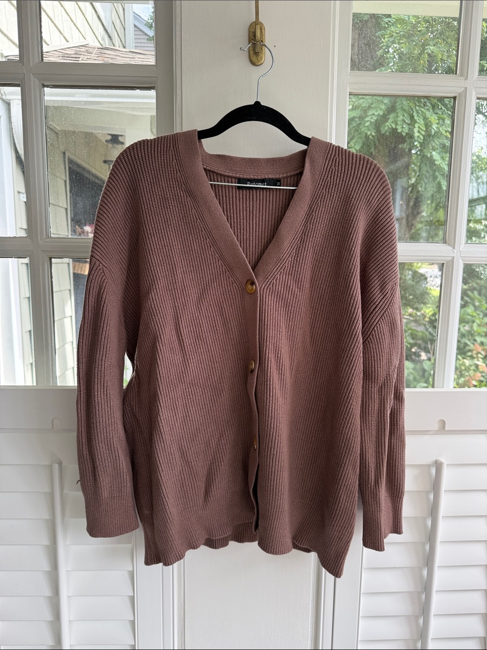 Relaxed V-Neck Button Cardigan in Milk Chocolate Brown Women’s Medium